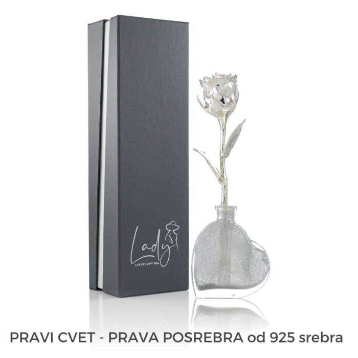 Lux pokloni-srebrna ruza vaza-posrebra-925 srebro-poklon za nju-zenu-devojku-mamu-svadbu-8 mart-nova godina-Beograd-golden roses-Lady-gift box