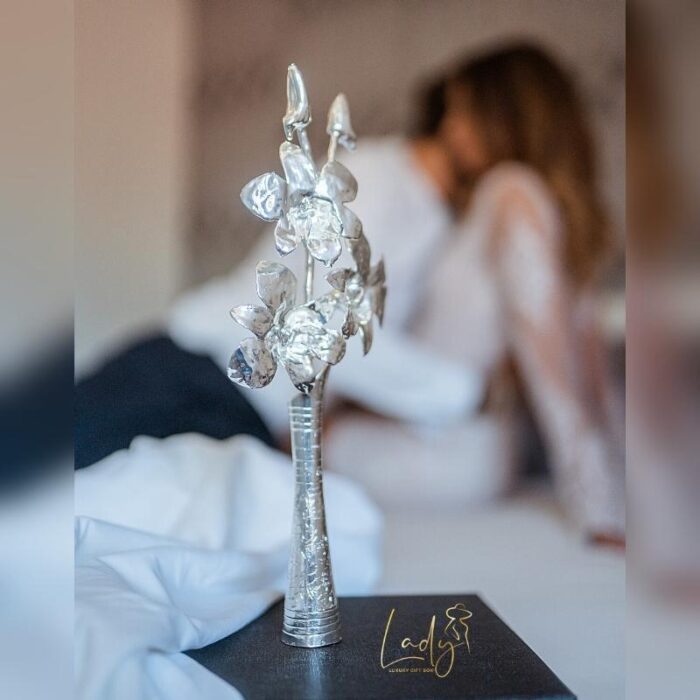 Lux pokloni-srebrna orhideja vaza-posrebra-925 srebra-poklon za nju-zenu-devojku-mamu-svadbu-8 mart-nova godina-Beograd-golden roses-Lady-gift box
